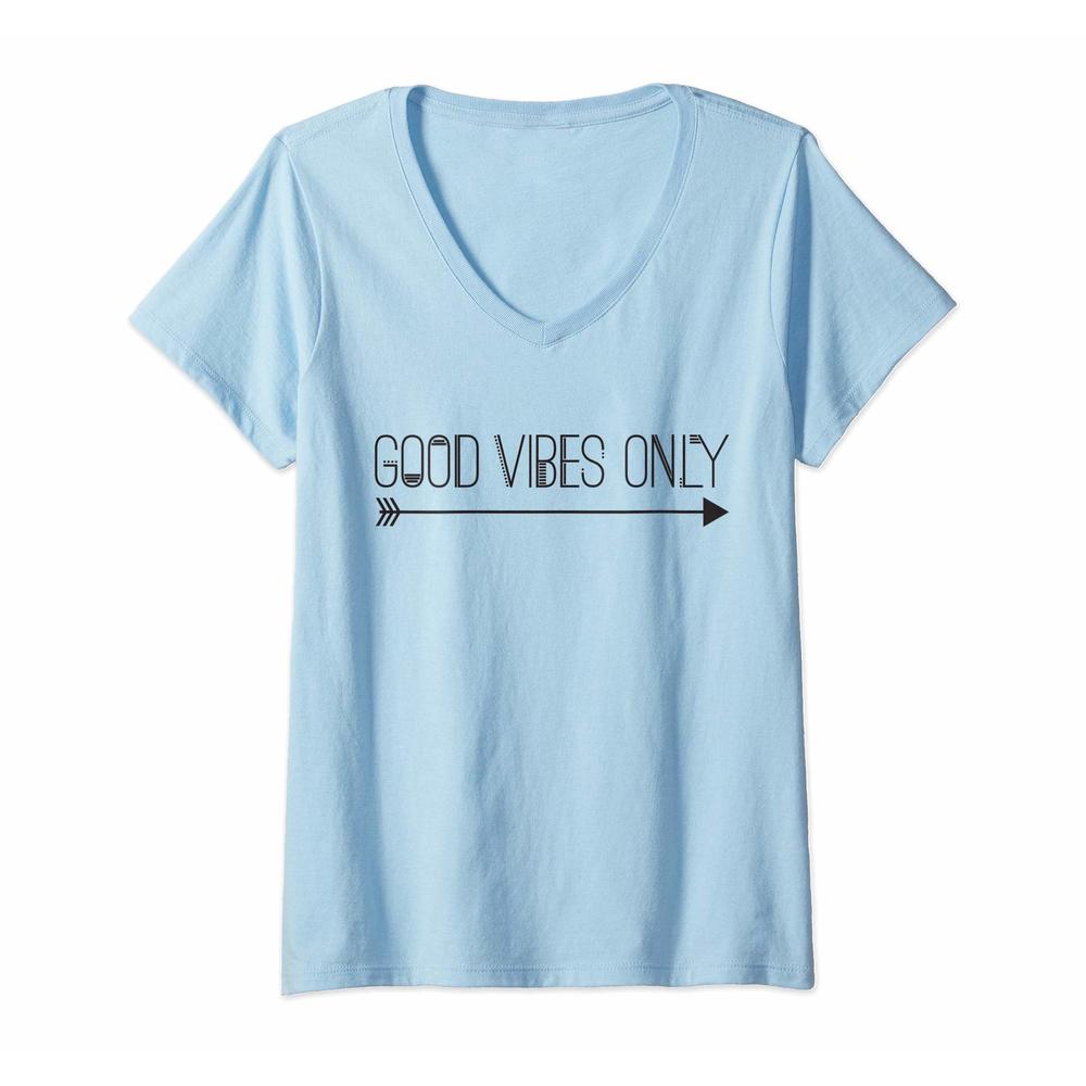 Womens Fun Aztec Good Vibes Only V-Neck T-Shirt